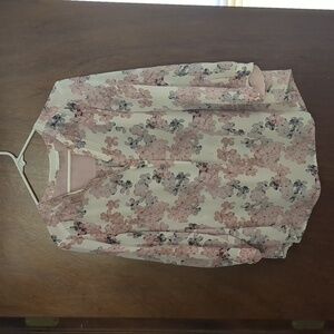 Floral Blouse with Pink and Gray Pattern Women's Size 1x